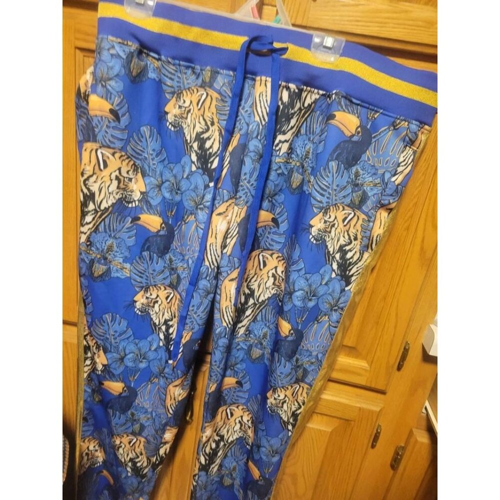 NEW Womans Plus Size 5x / 5xl Royal Blue Tiger Jungle Pants / Joggers